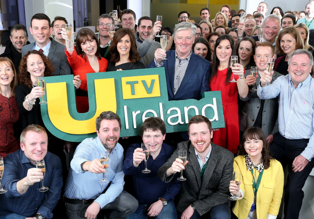 01/01/2015 REPRO FREE PIC SHOWS:  Pictured at the launch of UTV Ireland at the channel’s headquarters and HD studios in Dublin’s Docklands, on New Year’s Day, were staff and presenters of the channel. The launch also marked Pat Kenny’s much-anticipated return to television with a one-hour special, ‘Out With The Old – In With The U’, where Pat travelled the length and breadth of the country, meeting a variety of high-profile personalities, engaging with expert contributors and ‘ordinary’ people with compelling stories to tell. Amongst the well-known faces was international musician Hozier, with an exclusive performance, back stage footage and a retrospective with Pat on what has been a whirlwind year, for the Wicklow native. Entrepreneur and investor Sean O’Sullivan also discussed his confidence in Ireland and his enthusiasm for its future, and Ireland rugby super-star, Tommy Bowe, spoke to Pat about the important rugby year ahead. PIC: MAXWELL'S   NO FEE