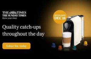 Ireland Edition of the Times Woos Subscribers with Nespresso Deal